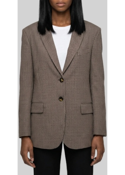 Jacheta Single-Breasted Micro-Check Jacket