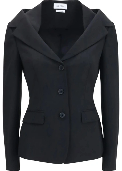 Jacheta Structured off-shoulder Jacket with harness details