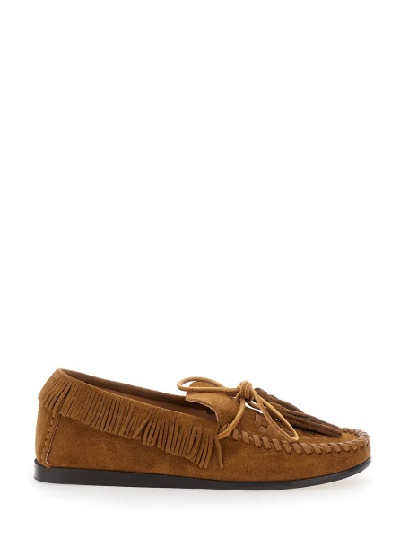 Mocasini 'Fitza' Brown Loafers with Fringed Details and Front Bow in Suede Woman