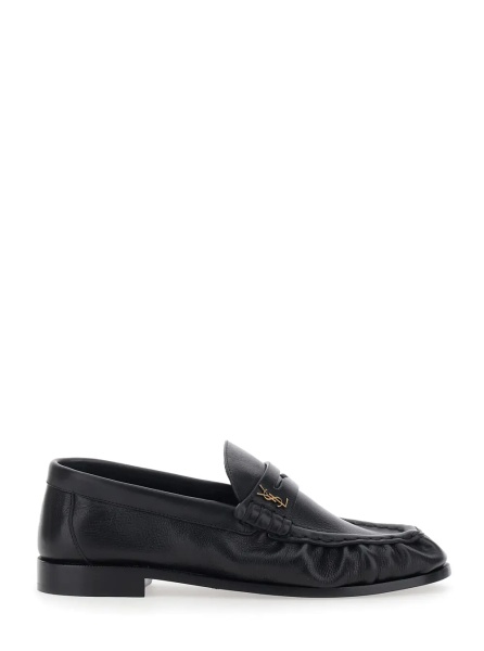 Mocasini 'Le Loafer' Black Loafers with rounded toe and Cassandre plate in Leather for Women