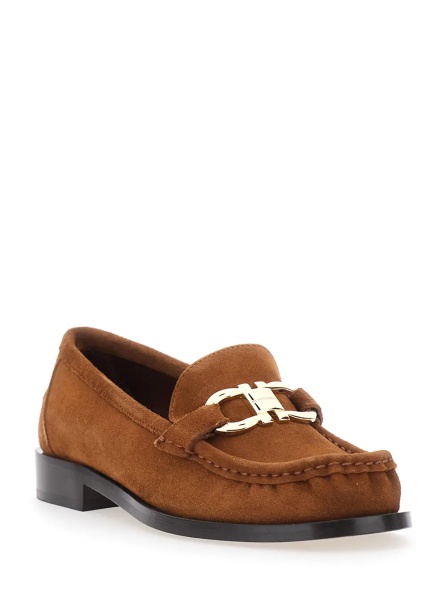 Mocasini 'MARIAN' brown Loafer with Gancini plaque on the front in suede for women