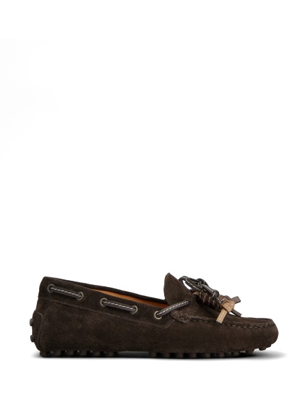 Mocasini TOD'S maro din piele intoarsa si piele