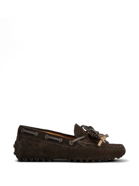 Mocasini TOD'S maro din piele intoarsa si piele