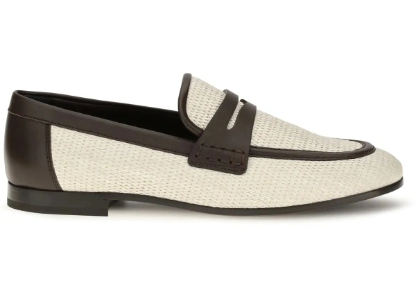 Mocasini Two-tone leather and raffia Loafers