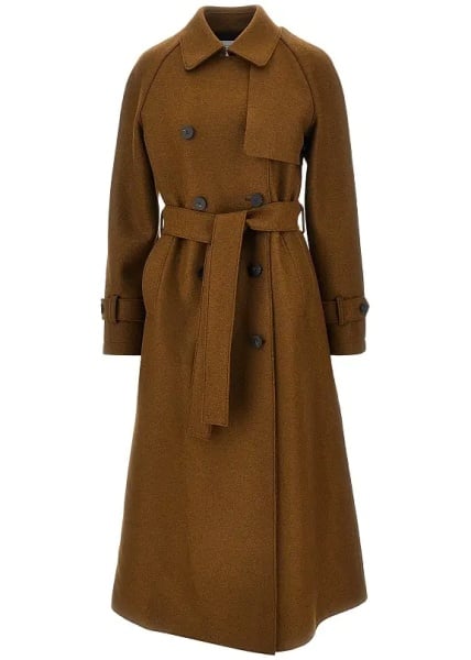 Paltoane Pressed wool long trench coat