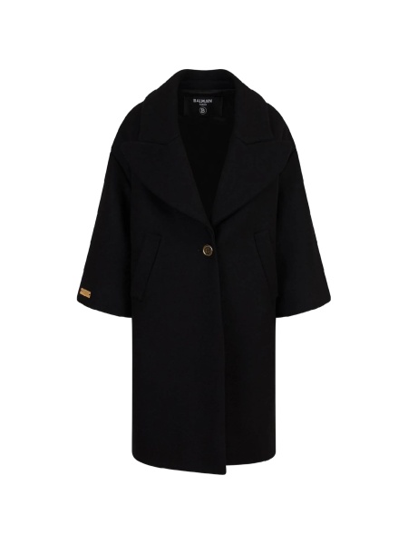 Palton Balmain negru din spandex/elastan si poliamida