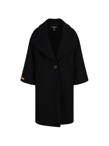 Palton Balmain negru din spandex/elastan si poliamida