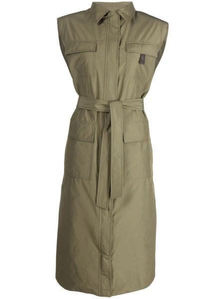 Palton Brunello Cucinelli verde din alama eco si polyester