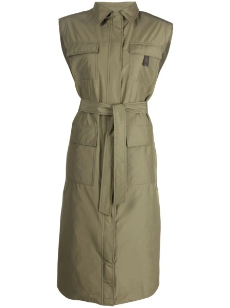 Palton Brunello Cucinelli verde din alama eco si polyester