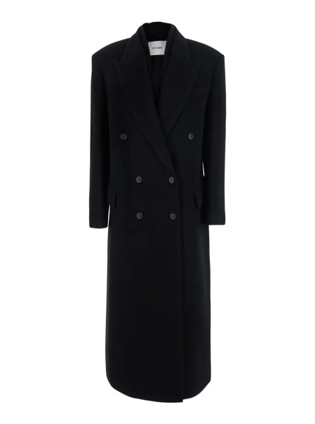 Palton Circe Coat coat with collar and long sleeves in black wool and nylon for women