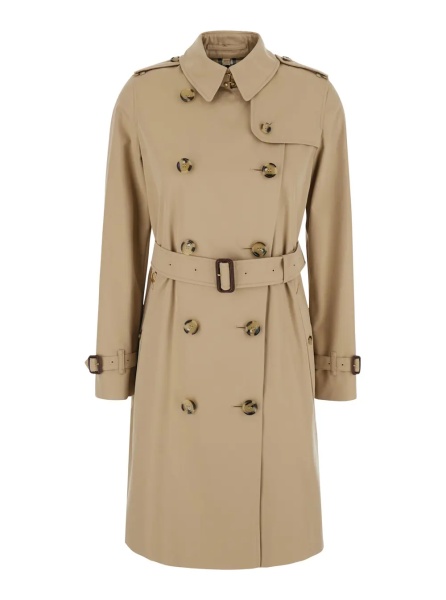 Palton 'Kensington' beige double-breasted Short trench coat with waist belt in cotton for women