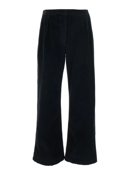 Pantaloni 'ADLER' black Pants with belt loops and straight hem in velvet for women