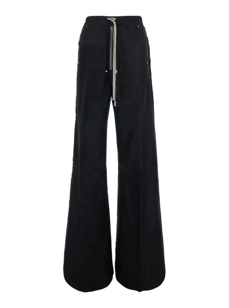 Pantaloni 'Bela Wide' Black Pants with elastic waistband and oversized drawstring in ramie and cotton Men