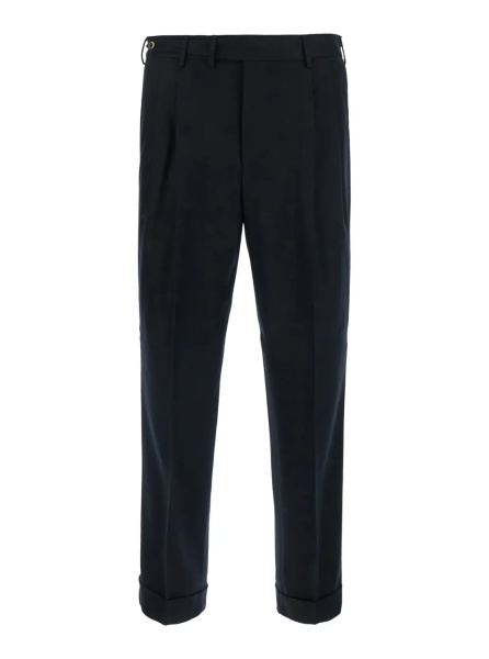 Pantaloni Black Pants with Belt Loops and Front Pleats in Tech Fabric for Men