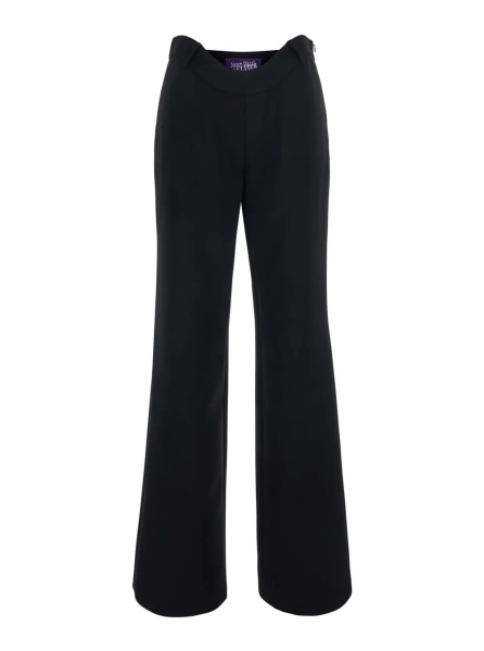 Pantaloni Black Pants with Wavy Waist in Tech Fabric for Women
