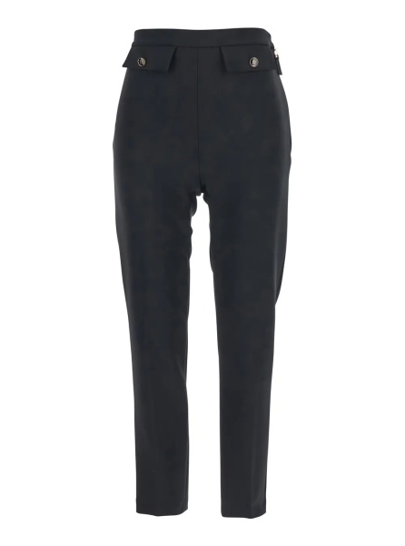 Pantaloni Black Trousers with Flap Pockets in Fabric Woman