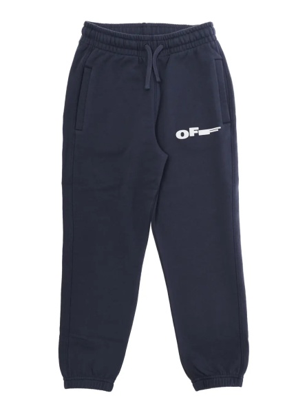Pantaloni Blue Pants with Elastic Waist and Drawstring and Logo on the Front in Cotton Boy
