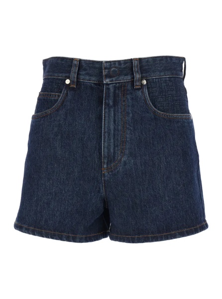 Pantaloni Blue Shorts with Logo Patch on the Back In Denim for Women