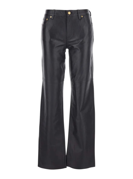 Pantaloni Brown Pants with Belt Loops in Leather Woman