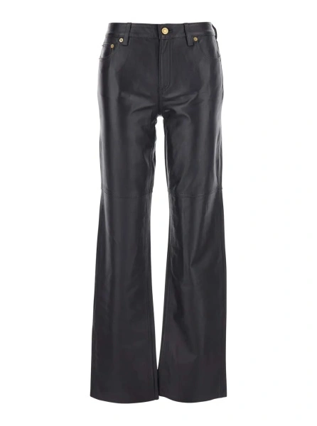 Pantaloni Brown Pants with Belt Loops in Leather Woman