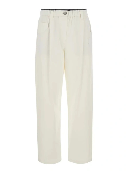 Pantaloni Brunello Cucinelli albi din bumbac