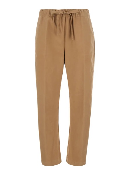 Pantaloni 'Buddy' Beige Pants with Elastic Drawstring Waist in Cotton for Women