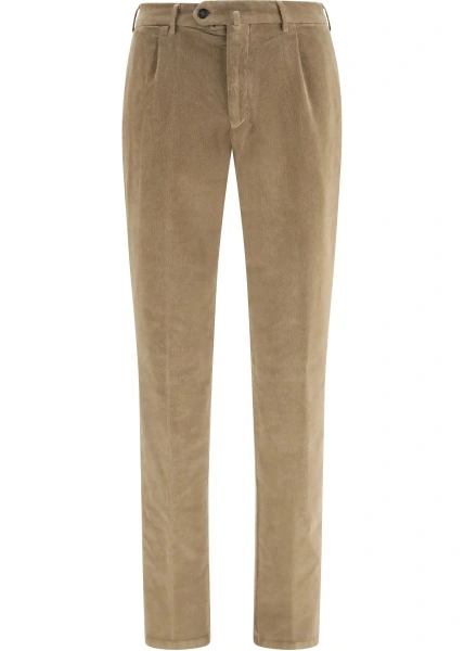 Pantaloni casual GERMANO multicolor din catifea reiata