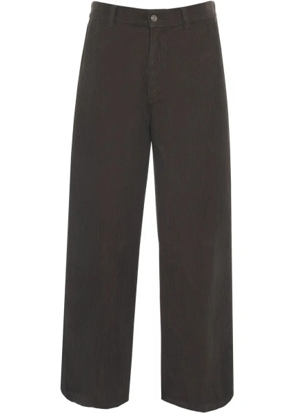 Pantaloni casual Paolo Pecora maro din catifea reiata