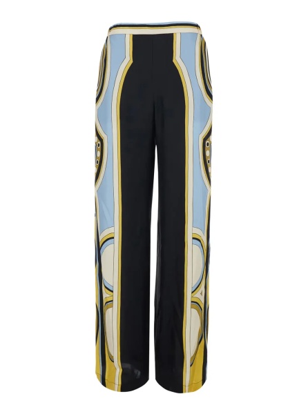 Pantaloni 'Club' Multicolor Pants with Elasticated Waist and All-Over Geometric Print in Silk for Women