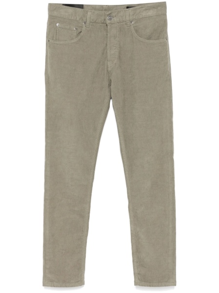 Pantaloni conici Dondup verzi din bumbac si spandex/elastan