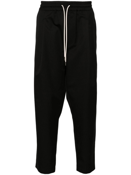Pantaloni conici DRÔLE DE MONSIEUR negri din polyester si lana