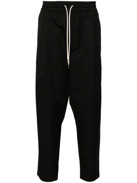 Pantaloni conici DRÔLE DE MONSIEUR negri din polyester si lana