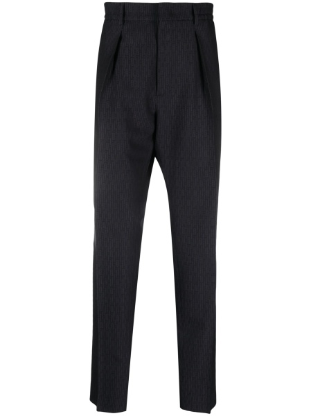 Pantaloni conici Fendi albastri din lana