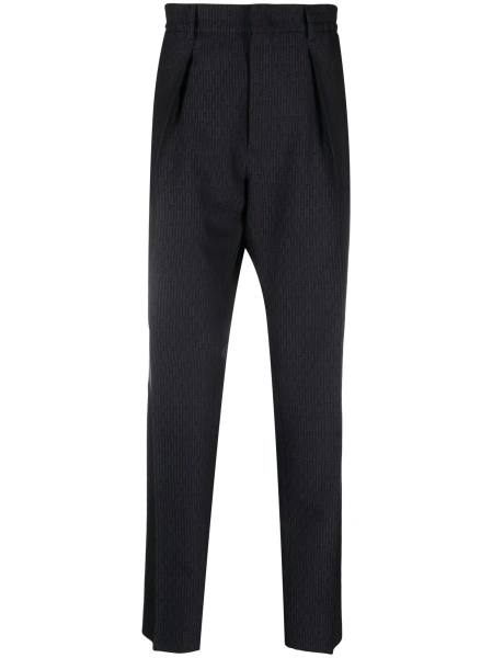 Pantaloni conici Fendi albastri din lana