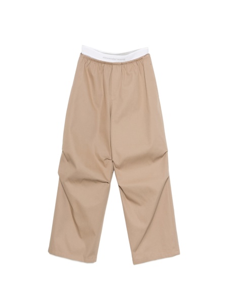 Pantaloni drepti Alexander Wang neutri din bumbac