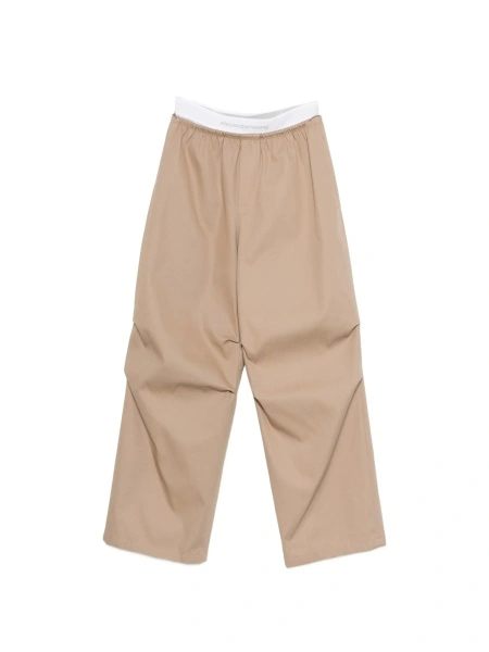 Pantaloni drepti Alexander Wang neutri din bumbac