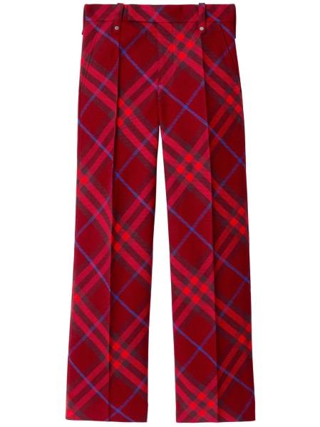 Pantaloni drepti Burberry rosii din lana
