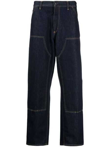 Pantaloni drepti Carhartt albastri din bumbac