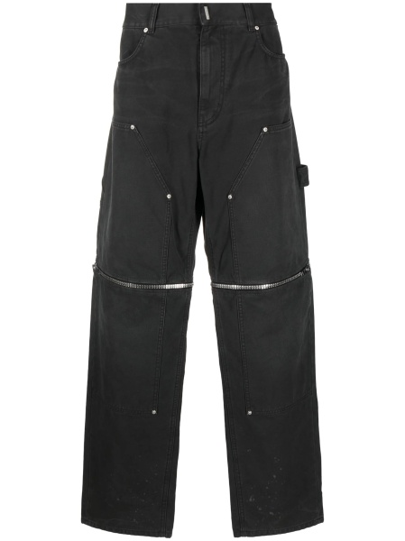 Pantaloni drepti Givenchy negri din bumbac