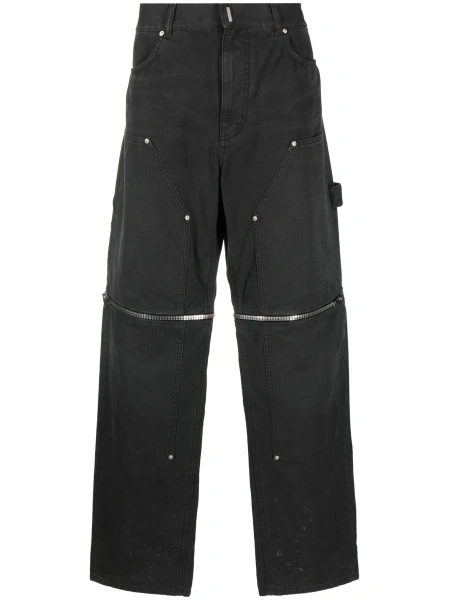 Pantaloni drepti Givenchy negri din bumbac