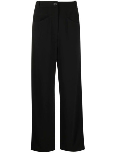 Pantaloni drepti Khaite negri din vascoza si lana