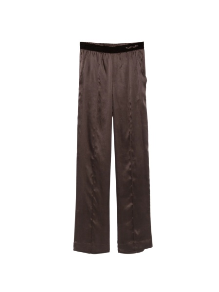 Pantaloni drepti Tom Ford maro din matase