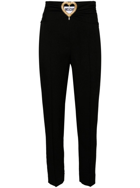 Pantaloni eleganti Moschino negri din acetat si vascoza