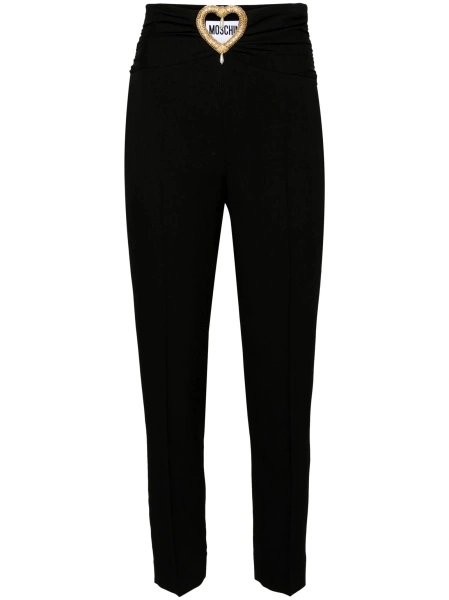 Pantaloni eleganti Moschino negri din acetat si vascoza