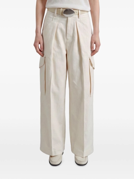 Pantaloni eleganti The Frankie Shop neutri din bumbac