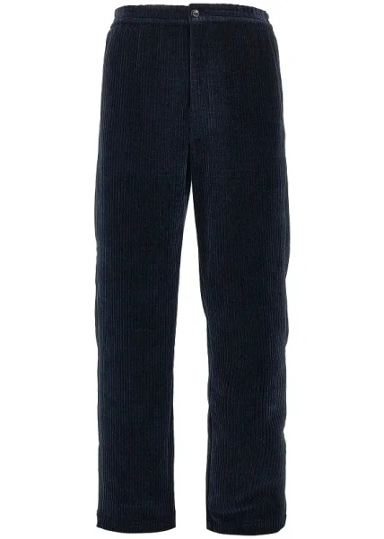 Pantaloni Emporio Armani albastri din chenille