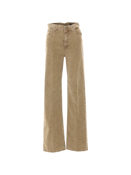 Pantaloni evazati Dondup neutri din bumbac si spandex/elastan