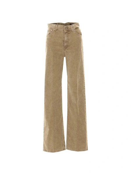 Pantaloni evazati Dondup neutri din bumbac si spandex/elastan
