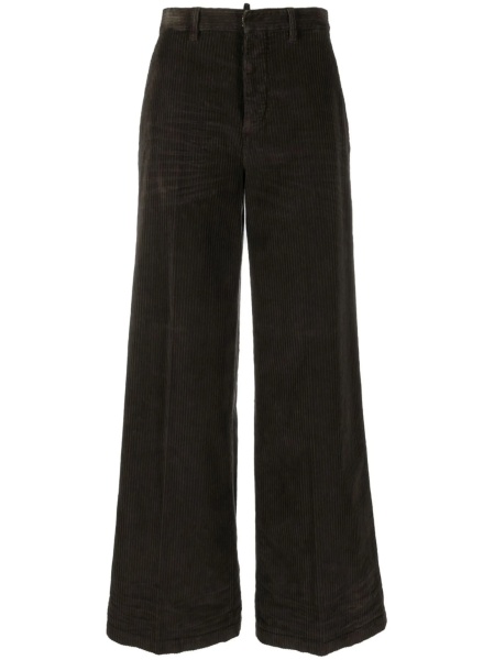 Pantaloni evazati DSQUARED2 maro din bumbac si spandex/elastan