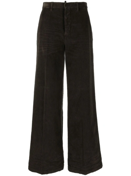 Pantaloni evazati DSQUARED2 maro din bumbac si spandex/elastan